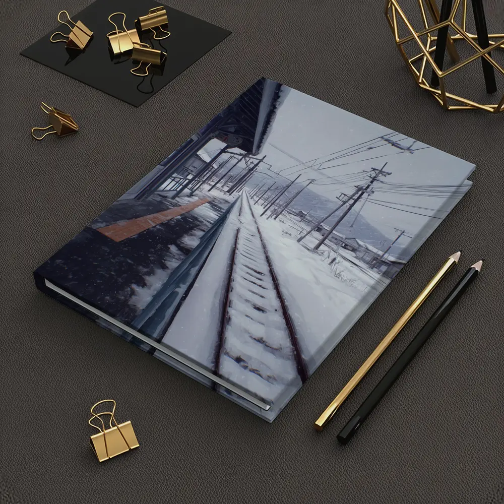 Snowy Japanese Train Station Anime Winter Scene – Notebooks