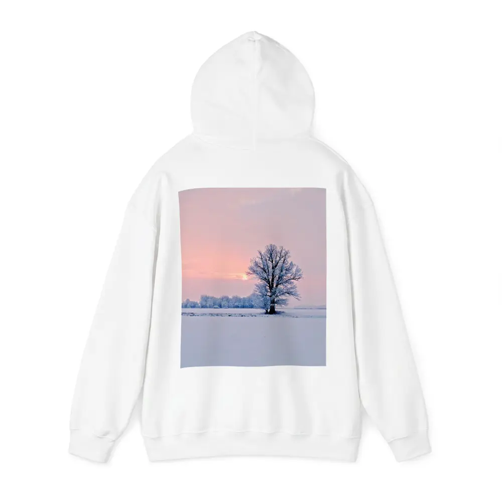 Frost Covered Tree Winter Sunset Field – Hoodies