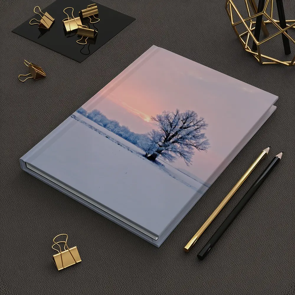 Frost Covered Tree Winter Sunset Field – Notebooks