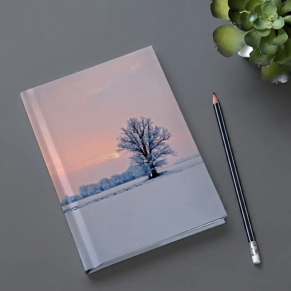 Frost Covered Tree Winter Sunset Field – Notebooks