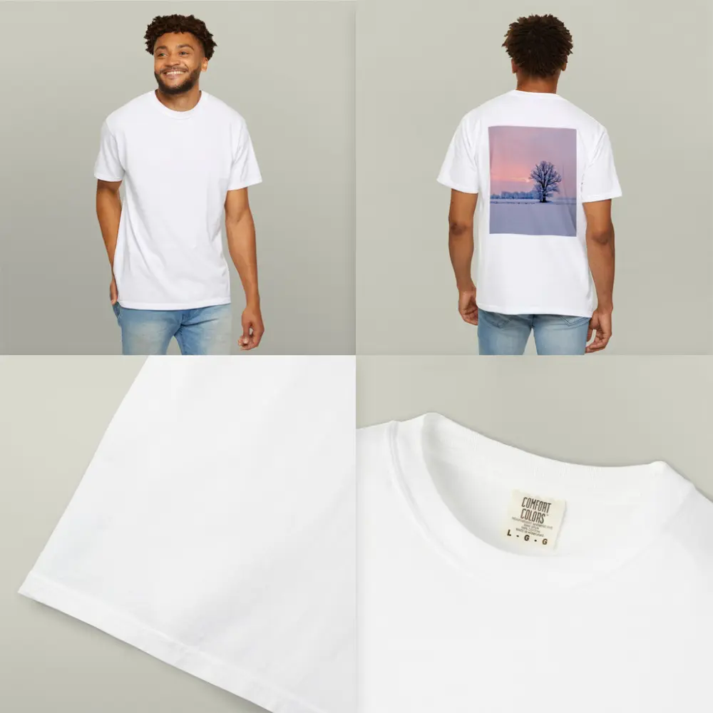Frost Covered Tree Winter Sunset Field – T-Shirts