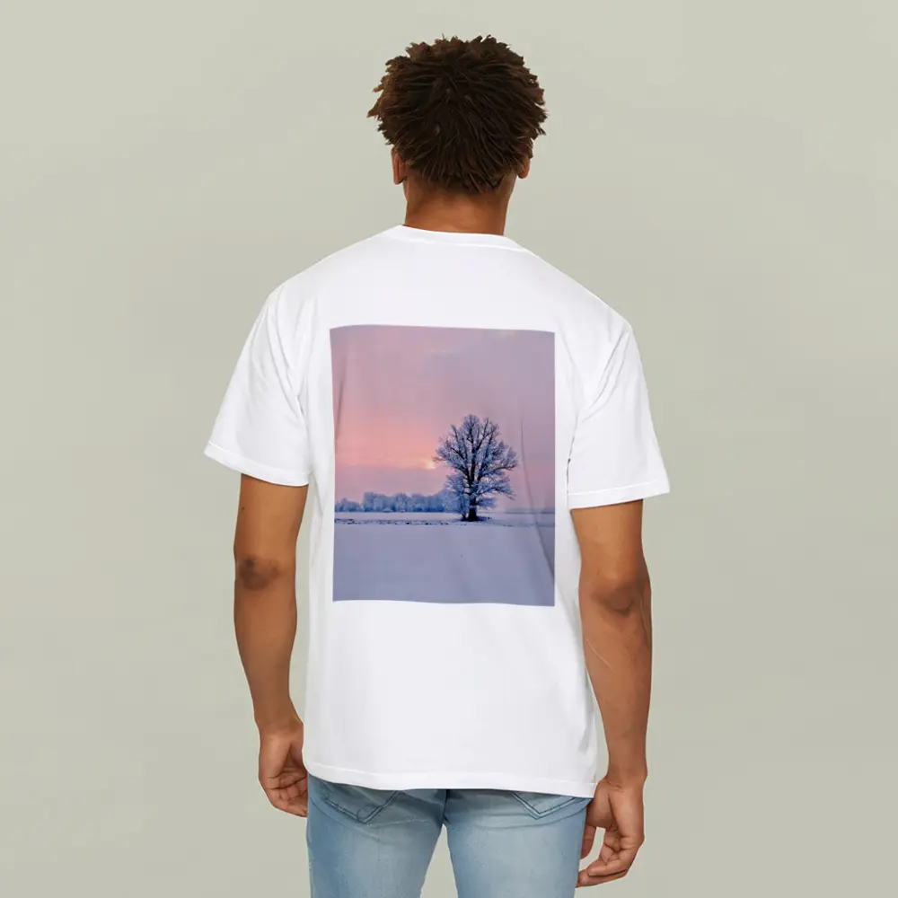 Frost Covered Tree Winter Sunset Field – T-Shirts