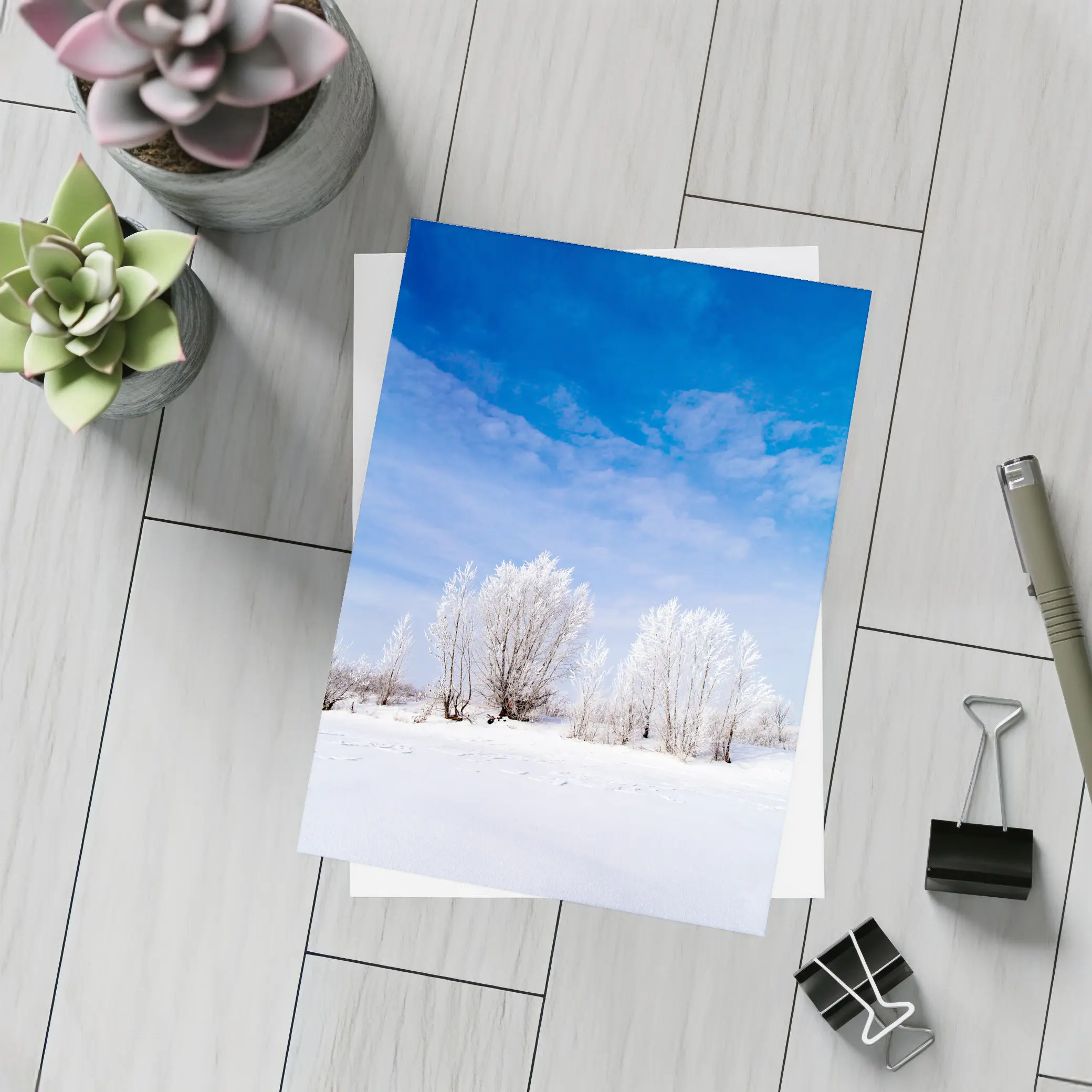 Frost Covered Trees Snowy Winter Landscape – Postcards