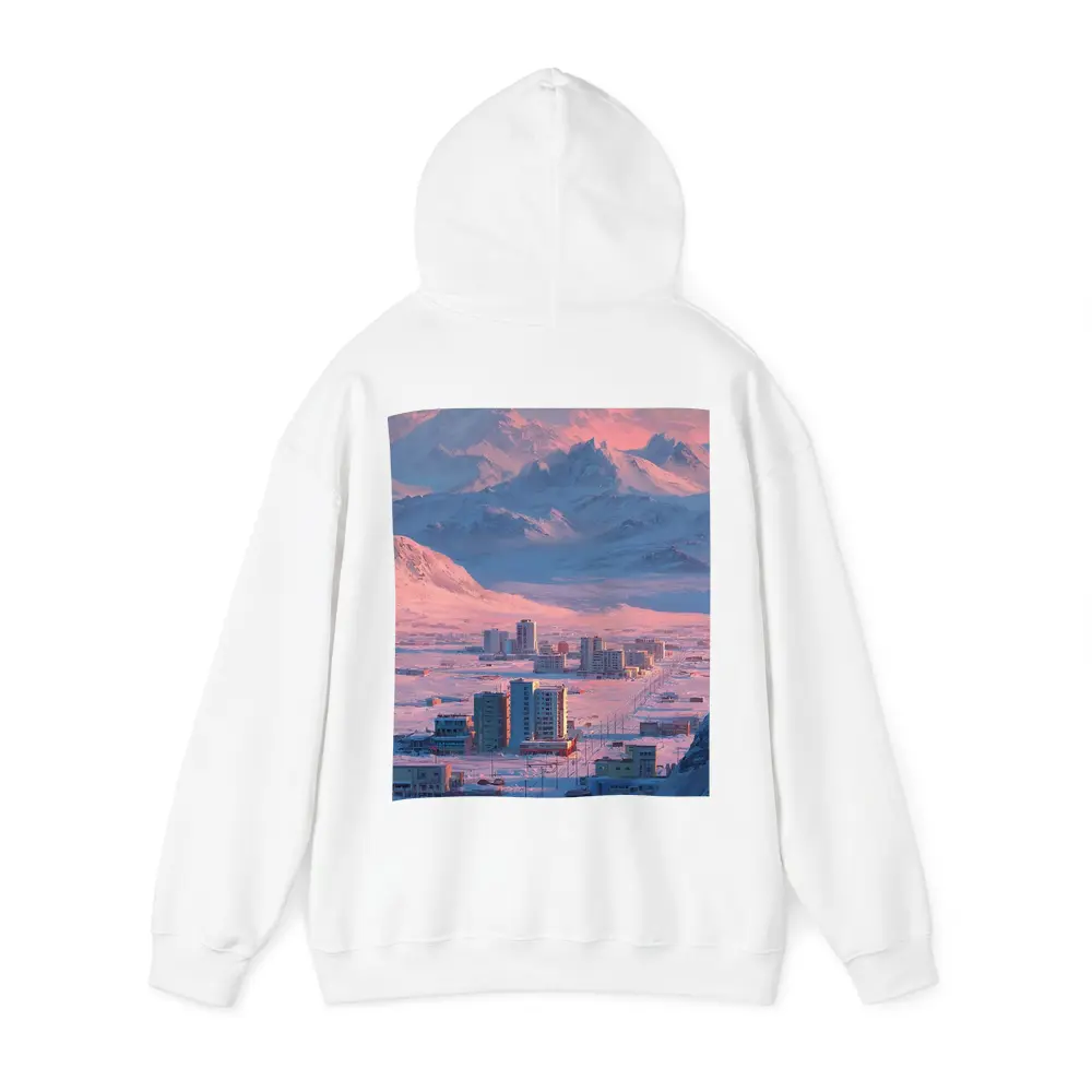 Arctic City Snow Mountains Pink Sky – Hoodies