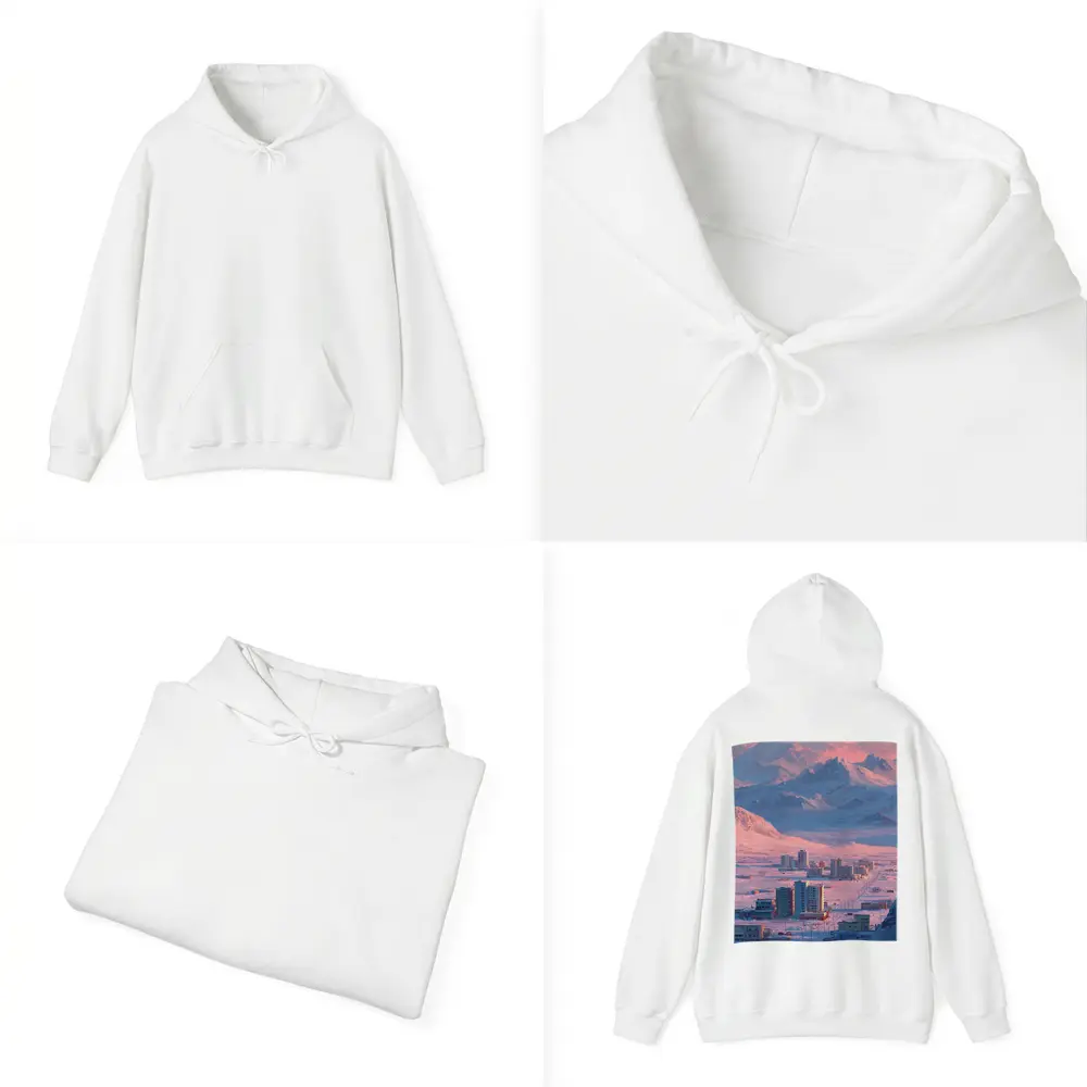 Arctic City Snow Mountains Pink Sky – Hoodies