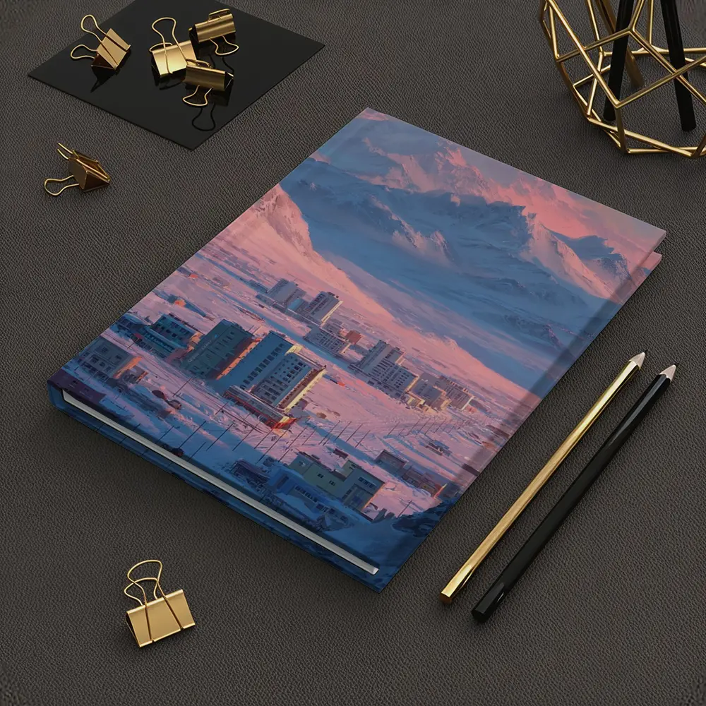 Arctic City Snow Mountains Pink Sky – Notebooks