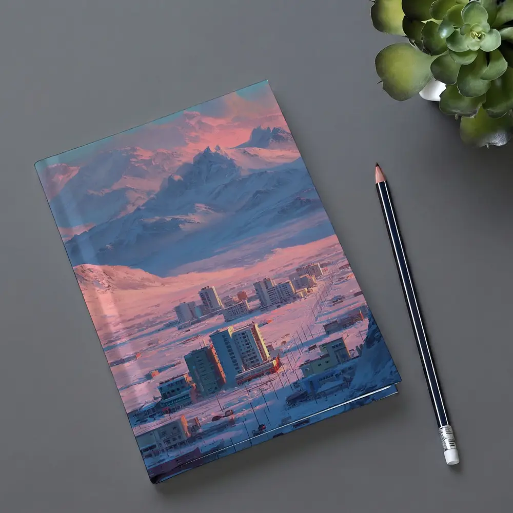 Arctic City Snow Mountains Pink Sky – Notebooks