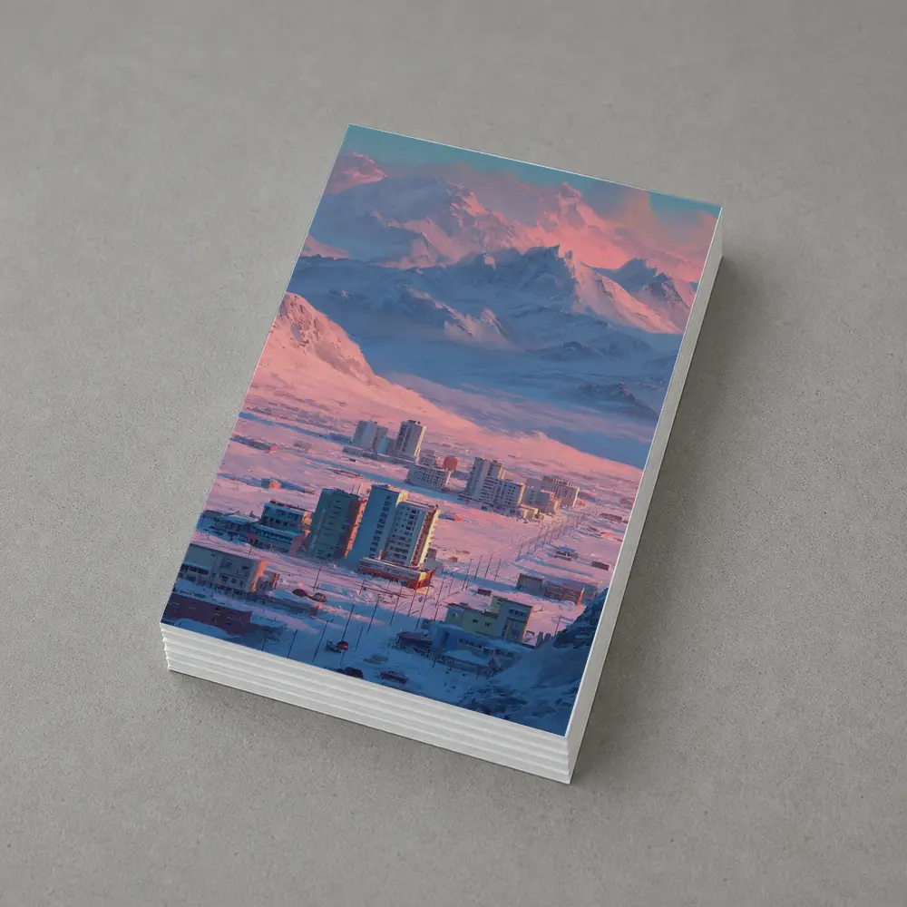 Arctic City Snow Mountains Pink Sky – Postcards