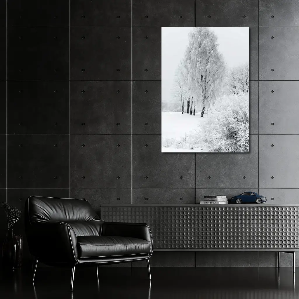 Frost Covered Birch Trees Winter Snow Scene – Wall Art