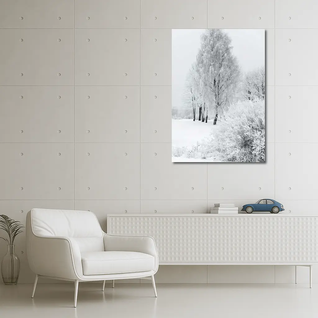 Frost Covered Birch Trees Winter Snow Scene – Wall Art