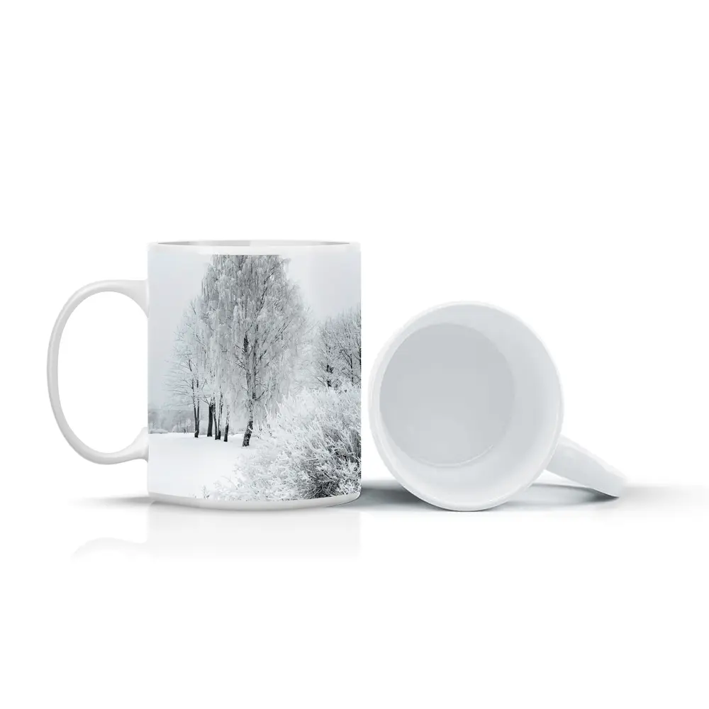 Frost Covered Birch Trees Winter Snow Scene – Mugs