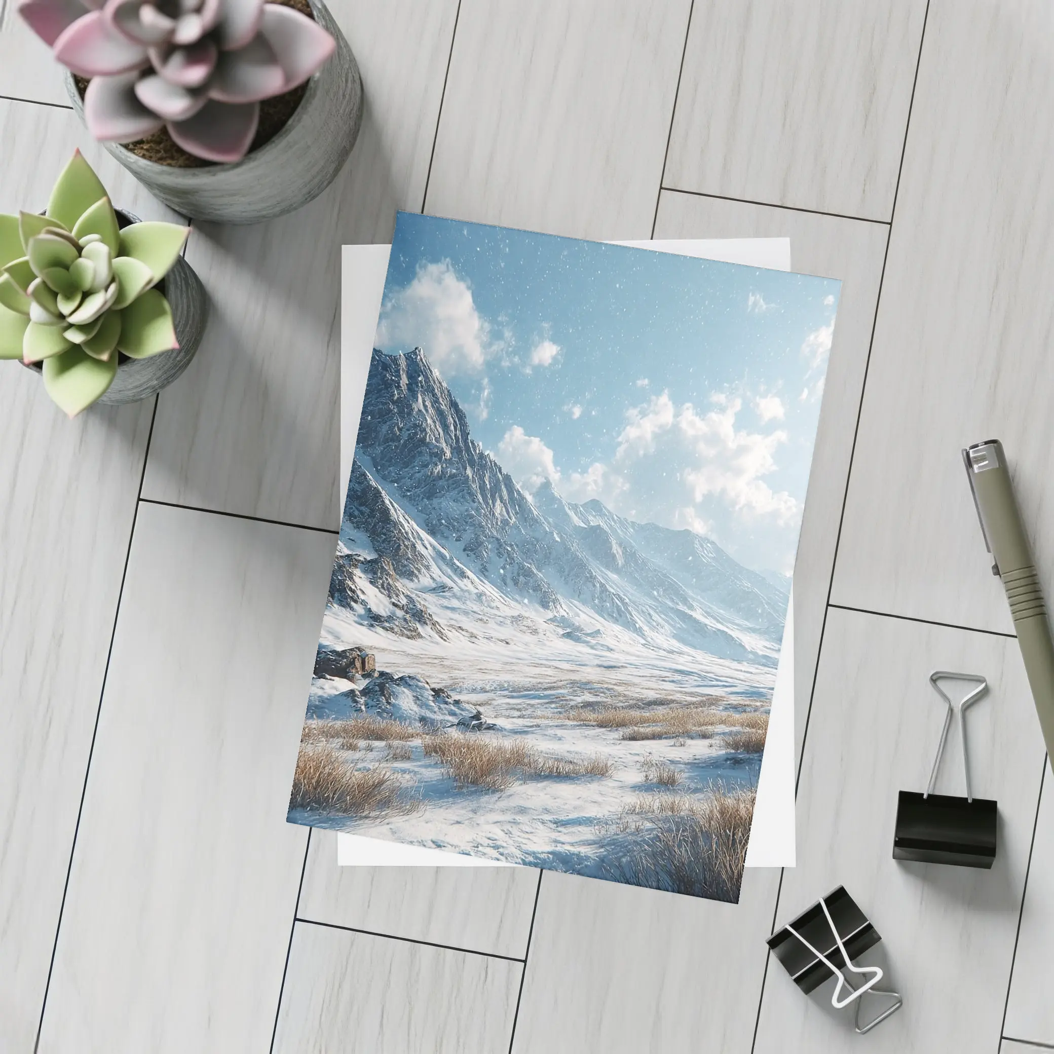 Snowy Mountain Valley Winter Landscape Scene – Postcards