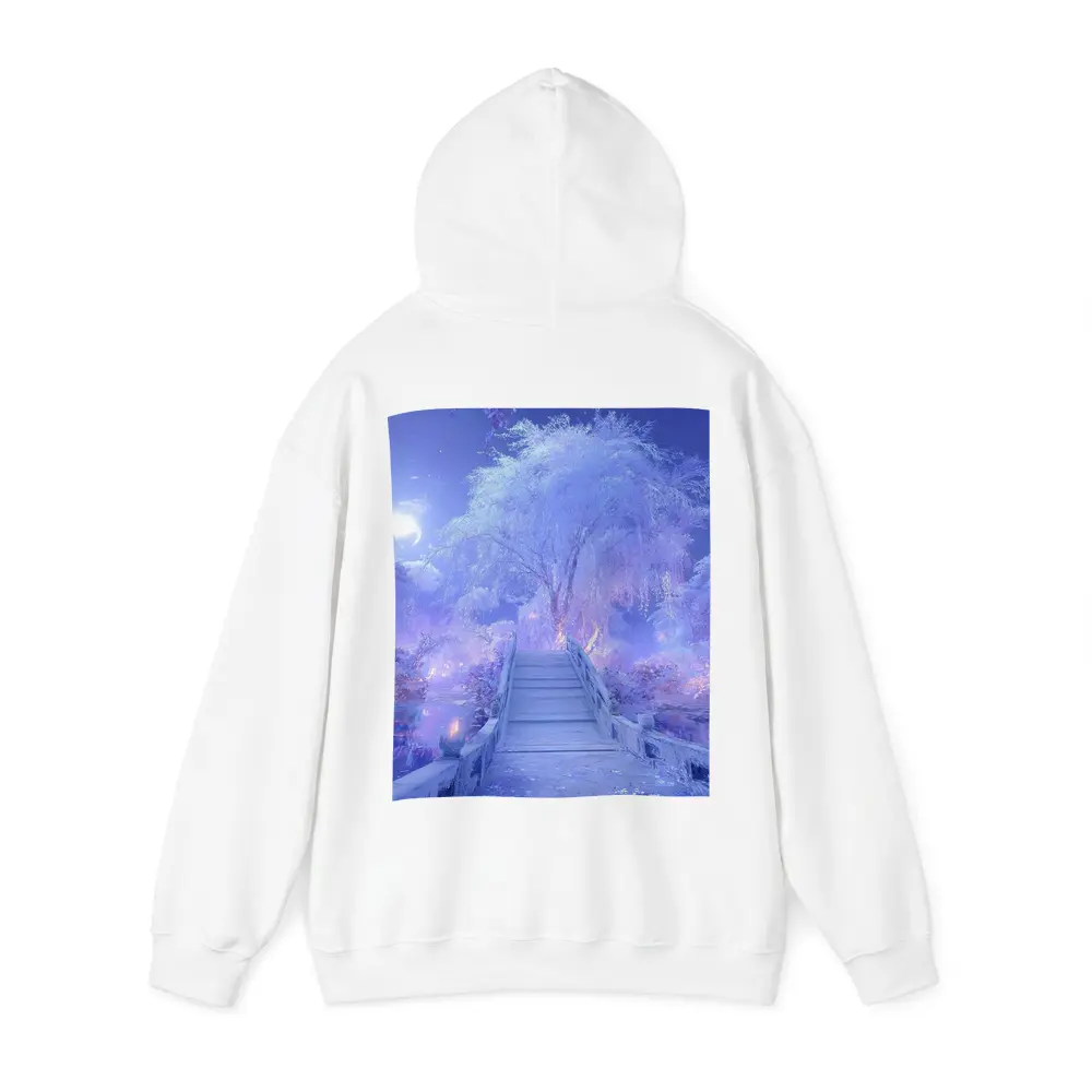 Fantasy Winter Bridge Purple Moonlit Night – Hoodies