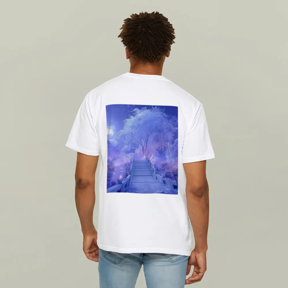 Fantasy Winter Bridge Purple Moonlit Night – T-Shirts