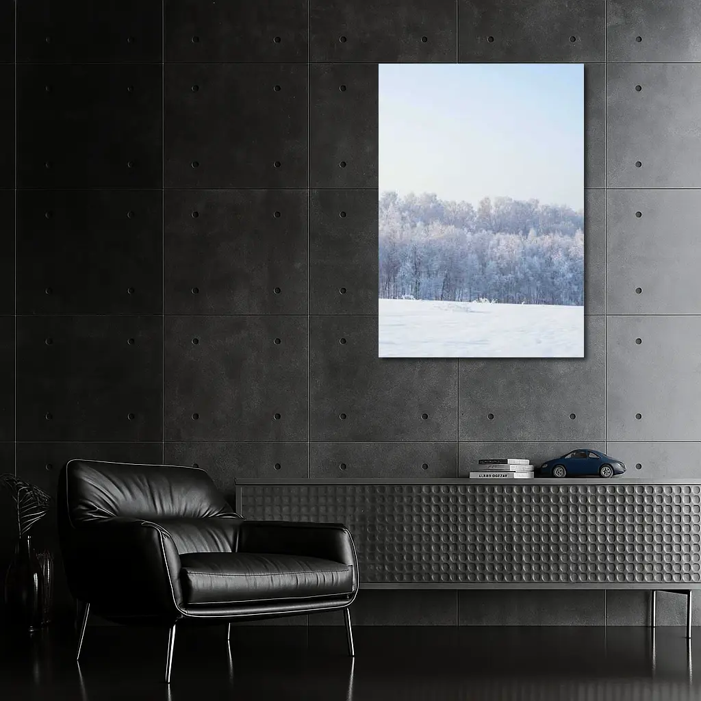 Frost Covered Trees Snowy Winter Field – Wall Art