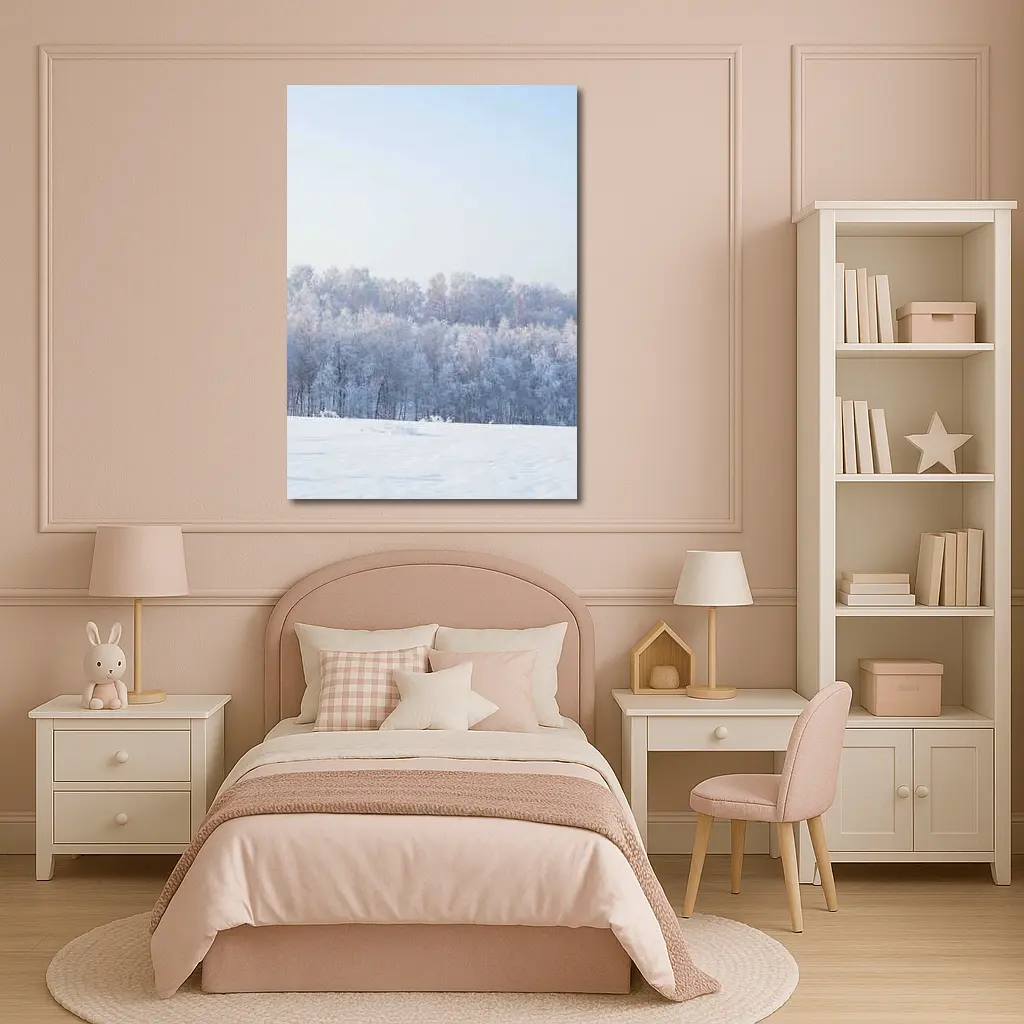 Frost Covered Trees Snowy Winter Field – Wall Art