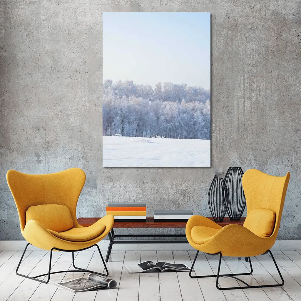Frost Covered Trees Snowy Winter Field – Wall Art