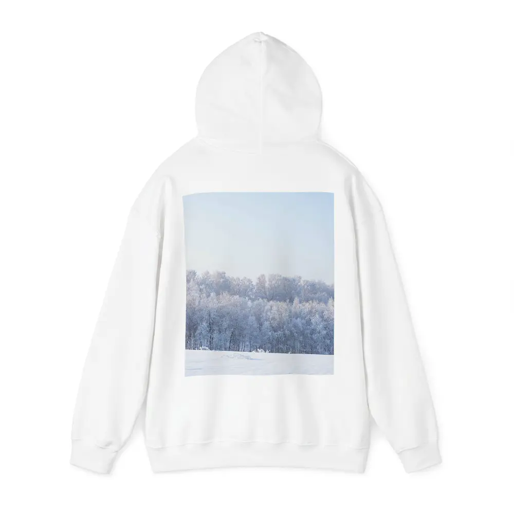 Frost Covered Trees Snowy Winter Field – Hoodies