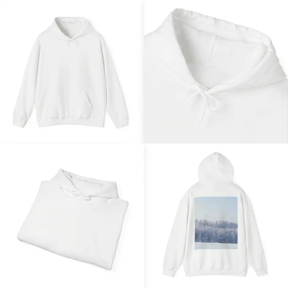 Frost Covered Trees Snowy Winter Field – Hoodies