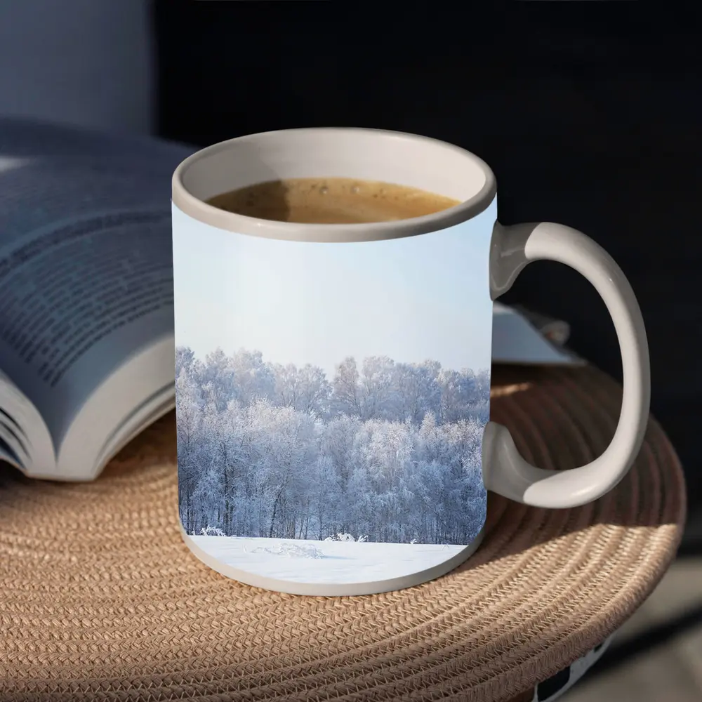 Frost Covered Trees Snowy Winter Field – Mugs