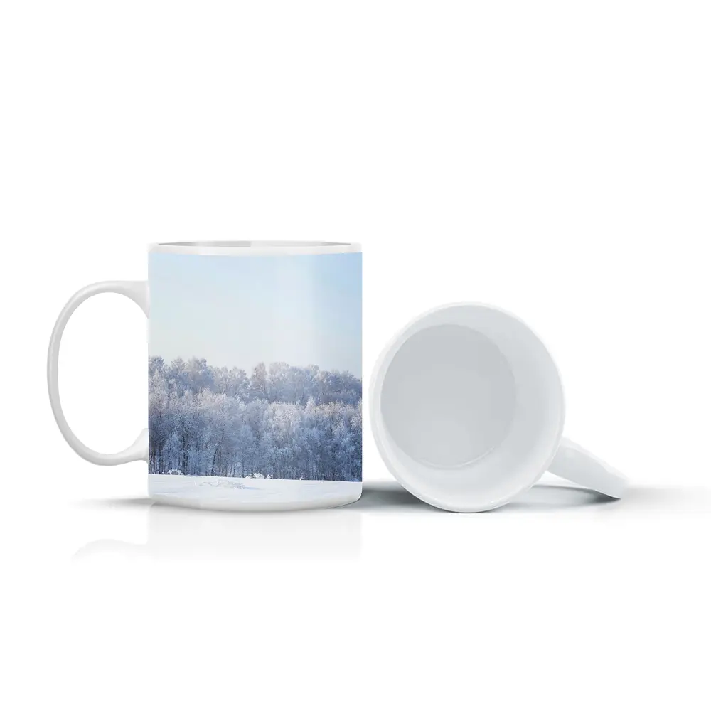 Frost Covered Trees Snowy Winter Field – Mugs
