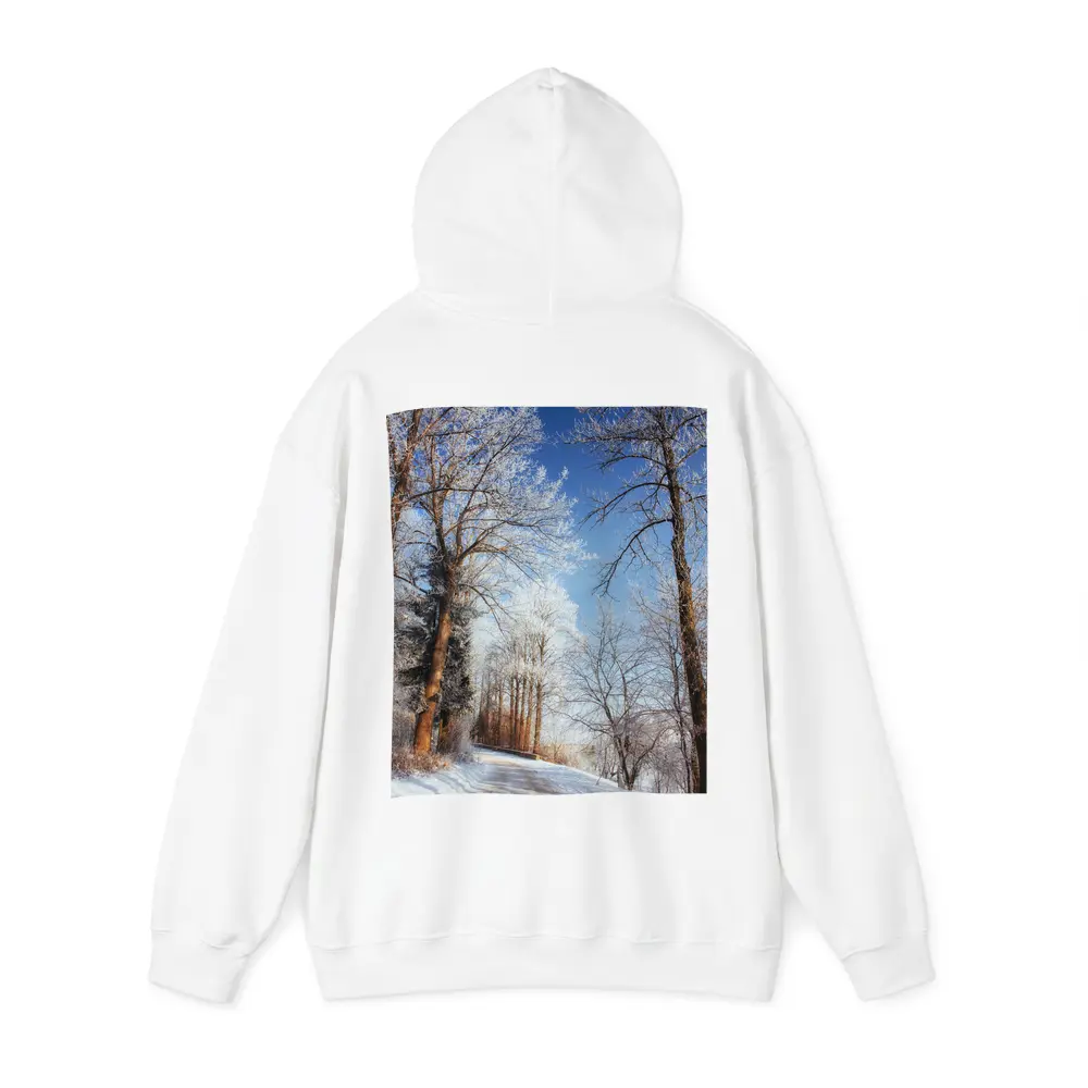 Snowy Country Road Frost Covered Trees Winter – Hoodies