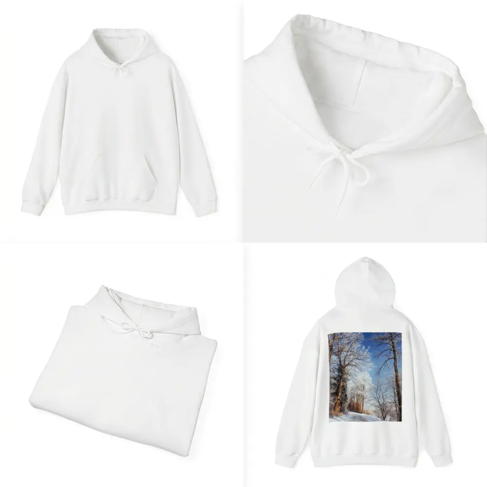 Snowy Country Road Frost Covered Trees Winter – Hoodies