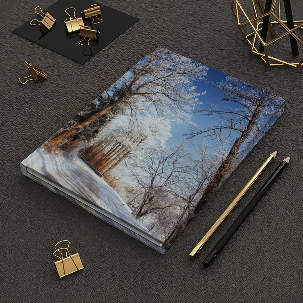 Snowy Country Road Frost Covered Trees Winter – Notebooks