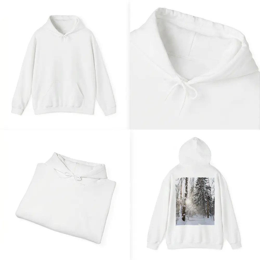 Snowy Winter Forest Sunlight Through Trees – Hoodies
