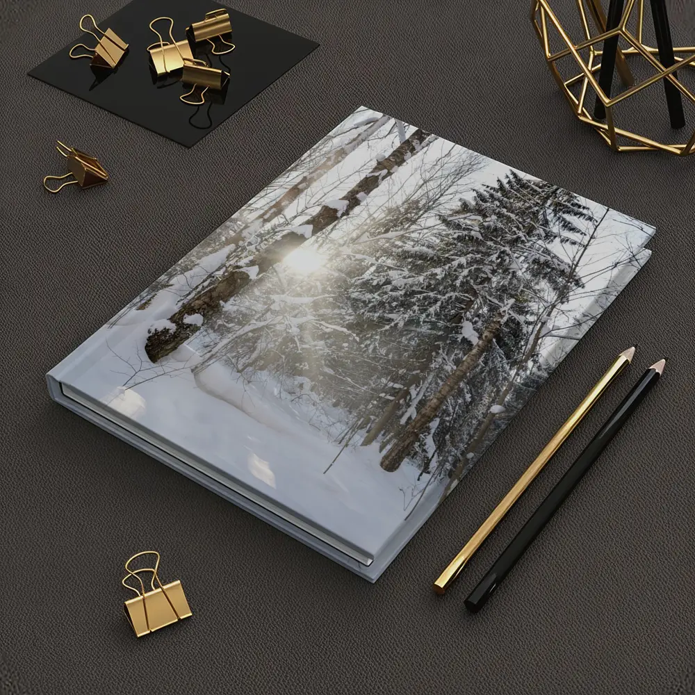 Snowy Winter Forest Sunlight Through Trees – Notebooks
