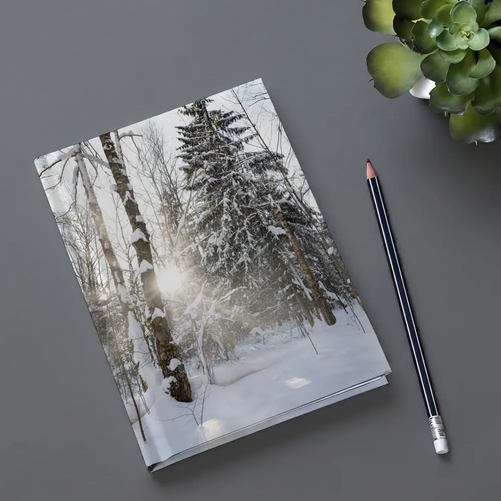 Snowy Winter Forest Sunlight Through Trees – Notebooks