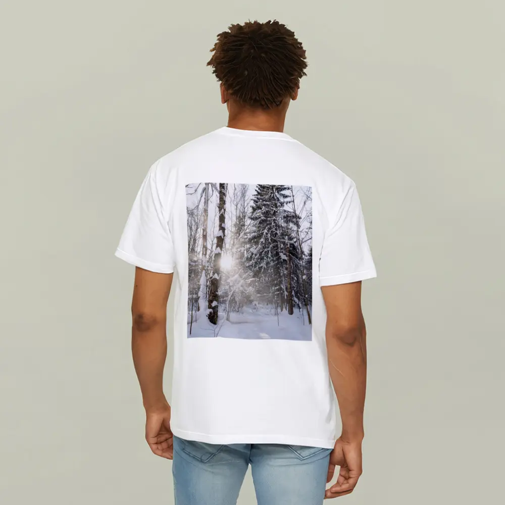 Snowy Winter Forest Sunlight Through Trees – T-Shirts