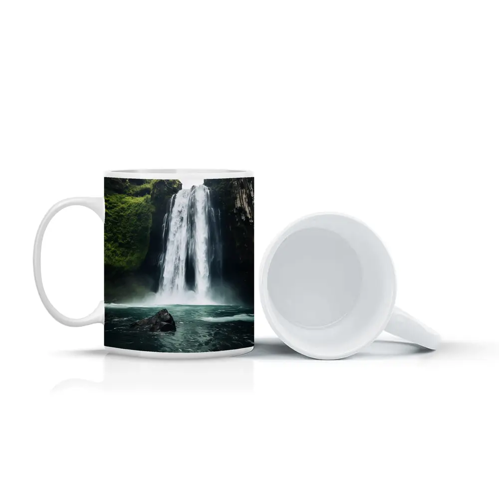Massive Waterfall Crashing Into Turquoise Pool – Mugs