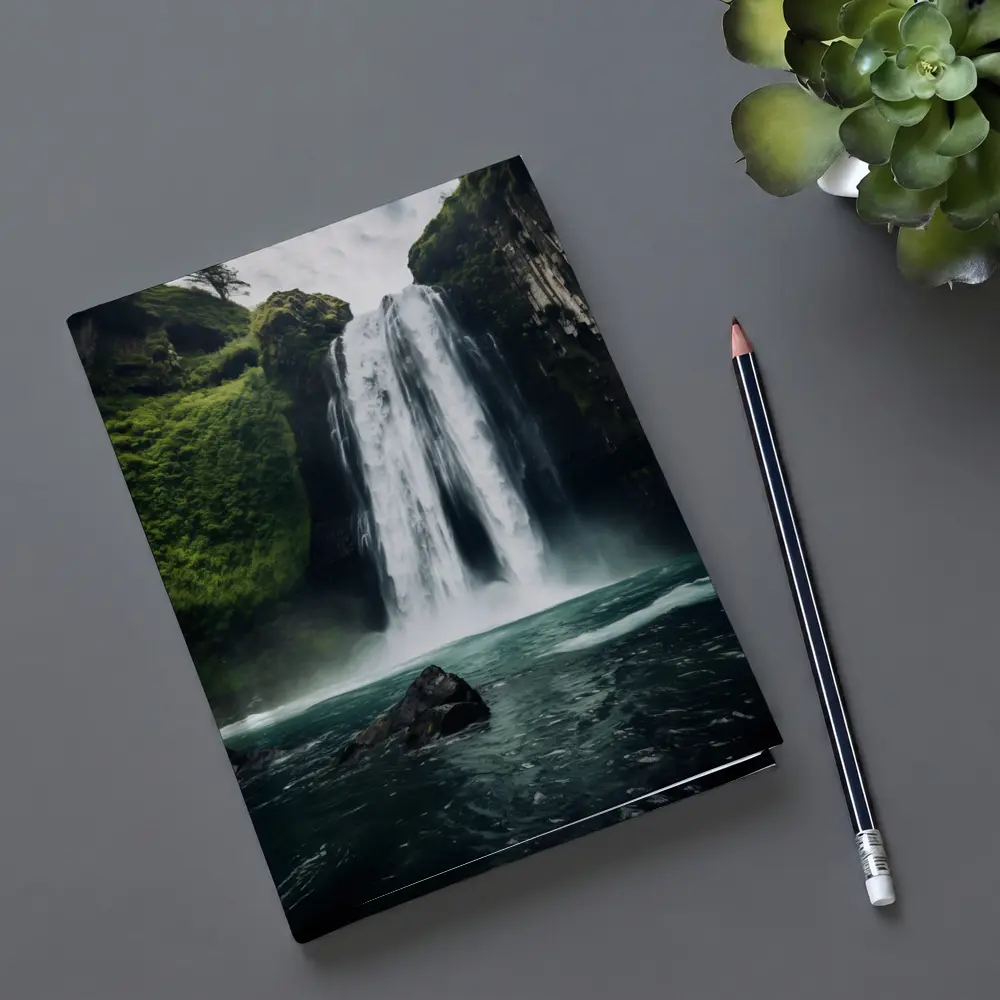 Massive Waterfall Crashing Into Turquoise Pool – Notebooks
