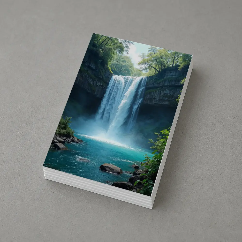 Tall Waterfall Turquoise Pool Forest Rocks – Postcards