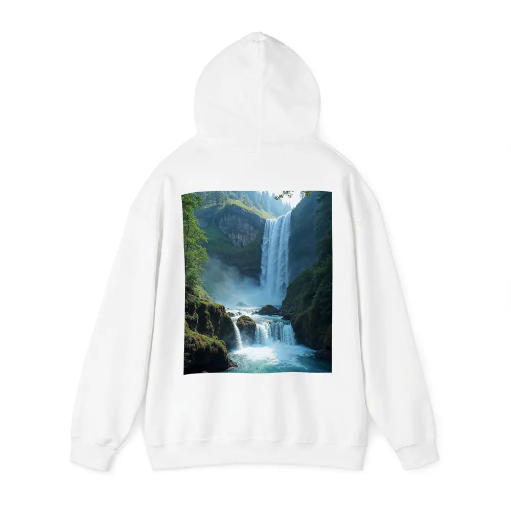 Tall Waterfall Cascading Into Turquoise Pool – Hoodies