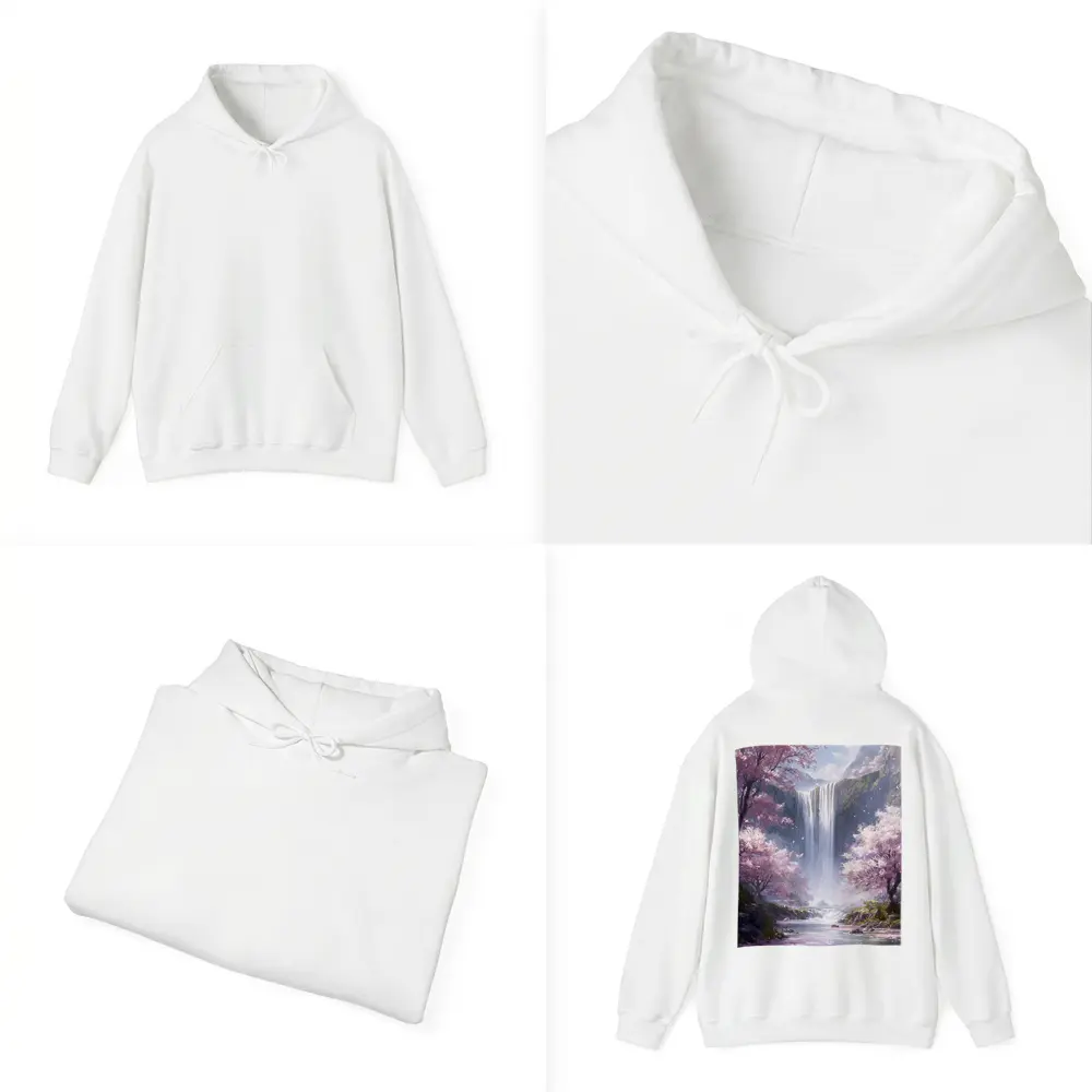 Cherry Blossom Waterfall Fantasy Landscape Art – Hoodies