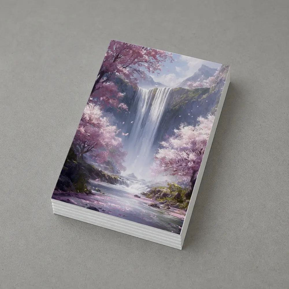 Cherry Blossom Waterfall Fantasy Landscape Art – Postcards