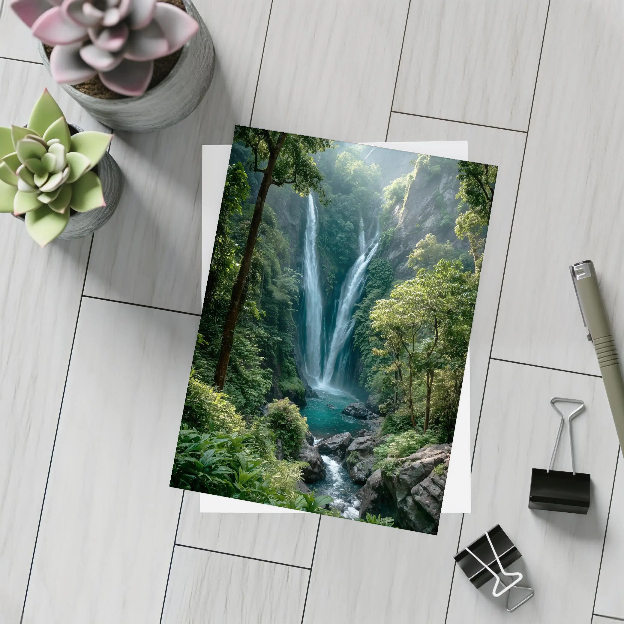 Tropical Waterfall Deep Jungle Forest – Postcards