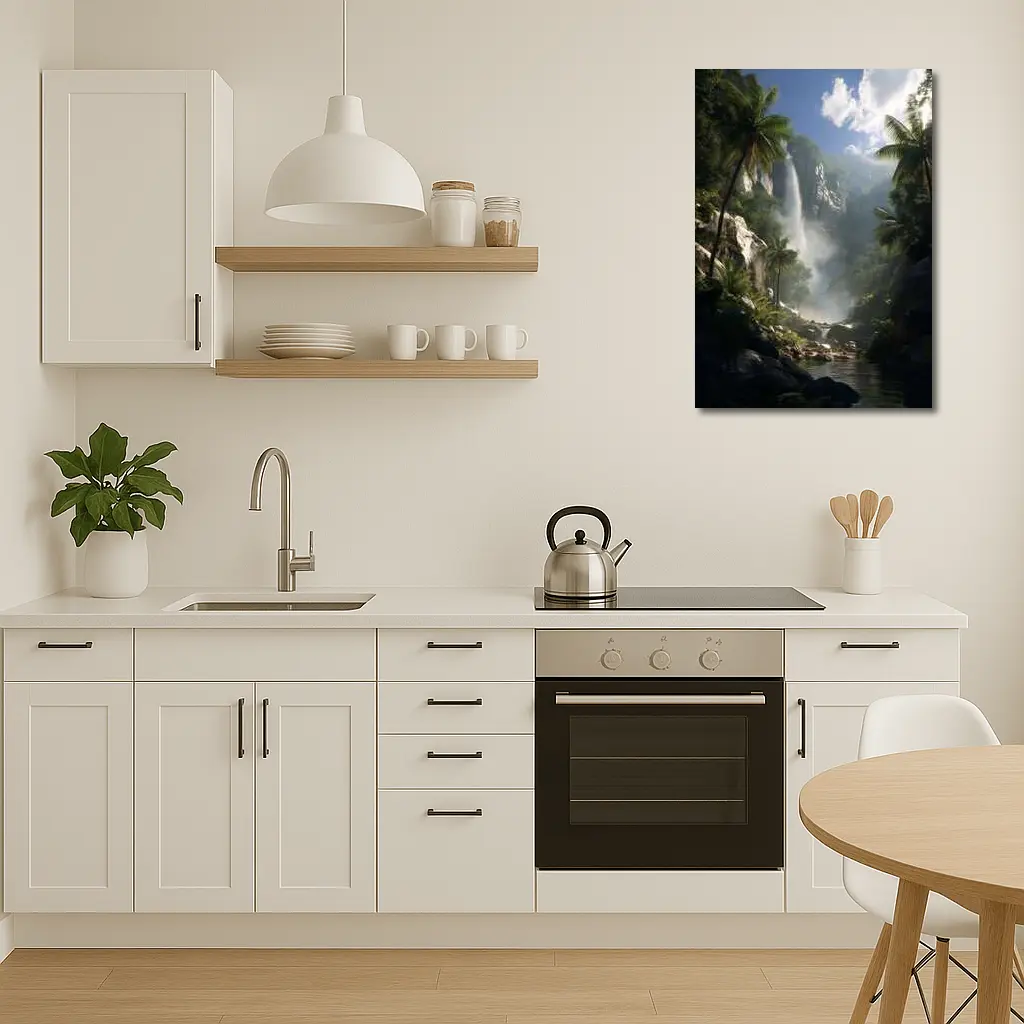 Tropical Waterfall Jungle Mist Rocky River – Wall Art