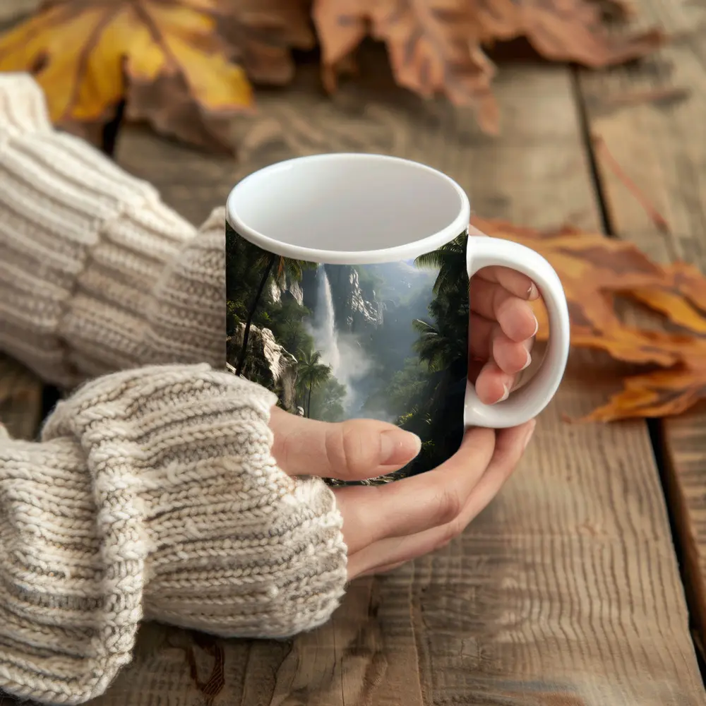 Tropical Waterfall Jungle Mist Rocky River – Mugs