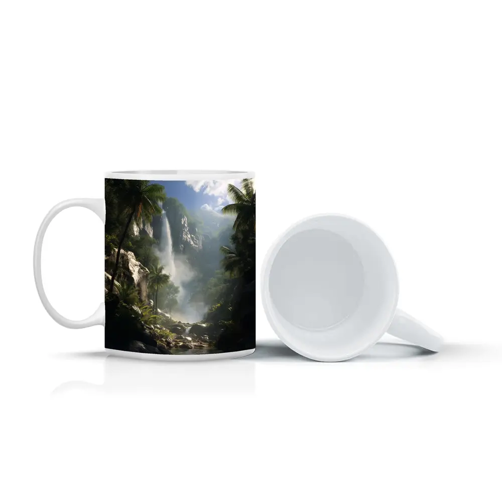 Tropical Waterfall Jungle Mist Rocky River – Mugs