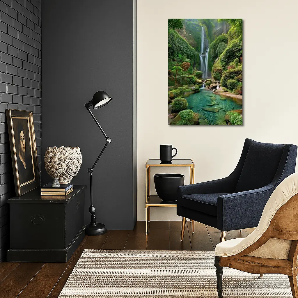 Tropical Waterfall Green Jungle Pool Nature – Wall Art