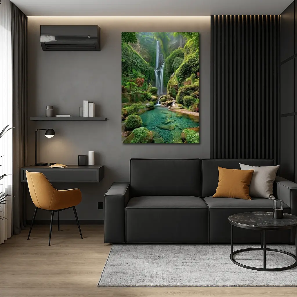 Tropical Waterfall Green Jungle Pool Nature – Wall Art