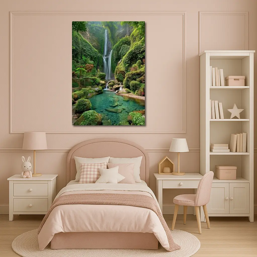 Tropical Waterfall Green Jungle Pool Nature – Wall Art