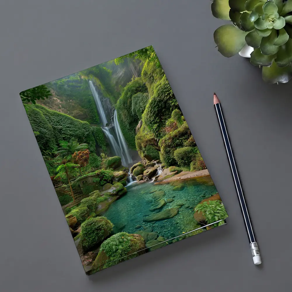 Tropical Waterfall Green Jungle Pool Nature – Notebooks