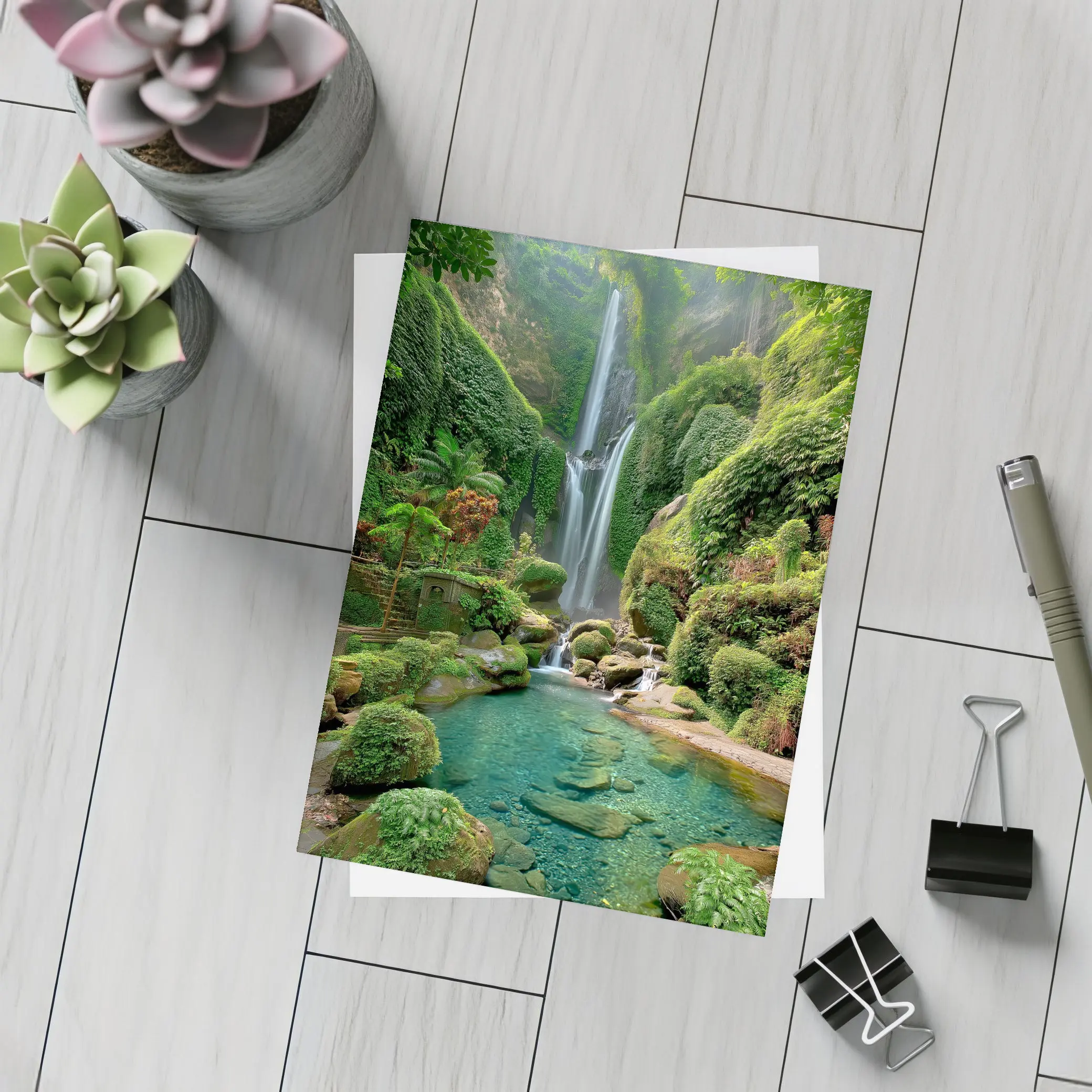 Tropical Waterfall Green Jungle Pool Nature – Postcards