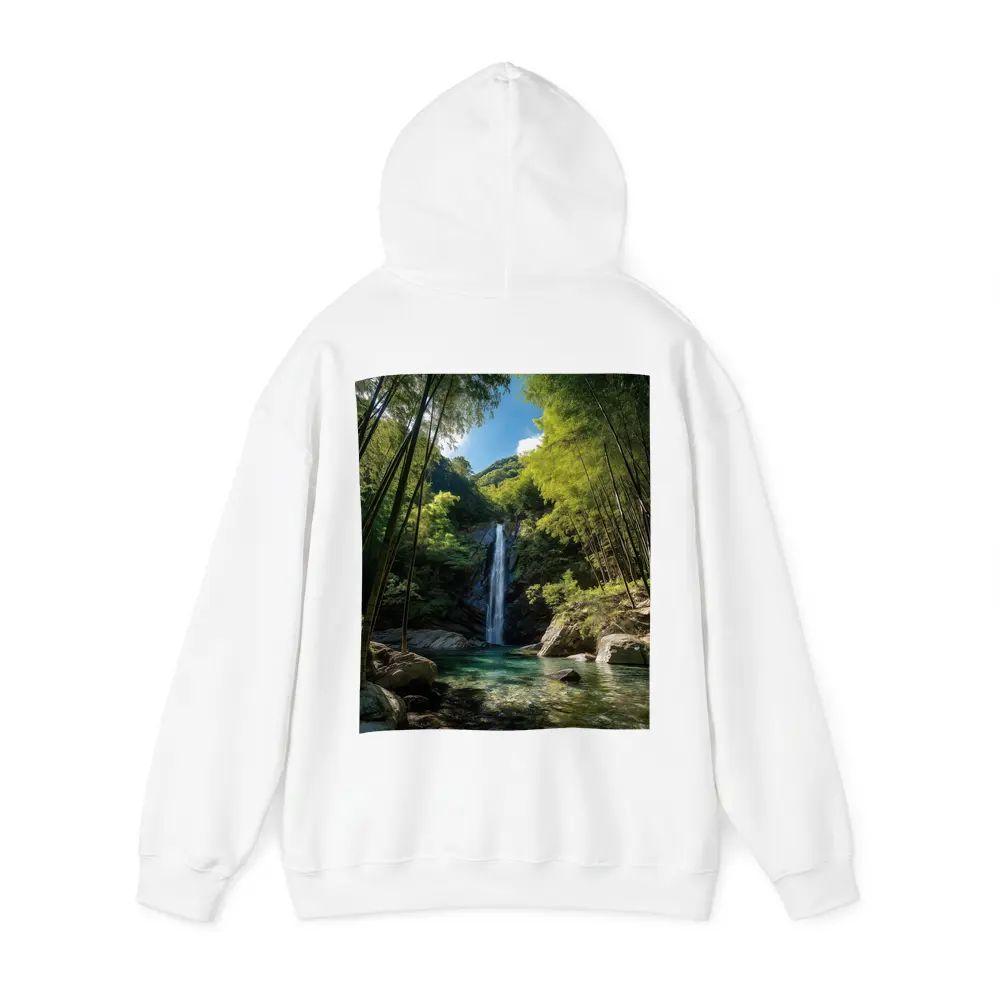 Bamboo Forest Waterfall Green Nature Scene – Hoodies