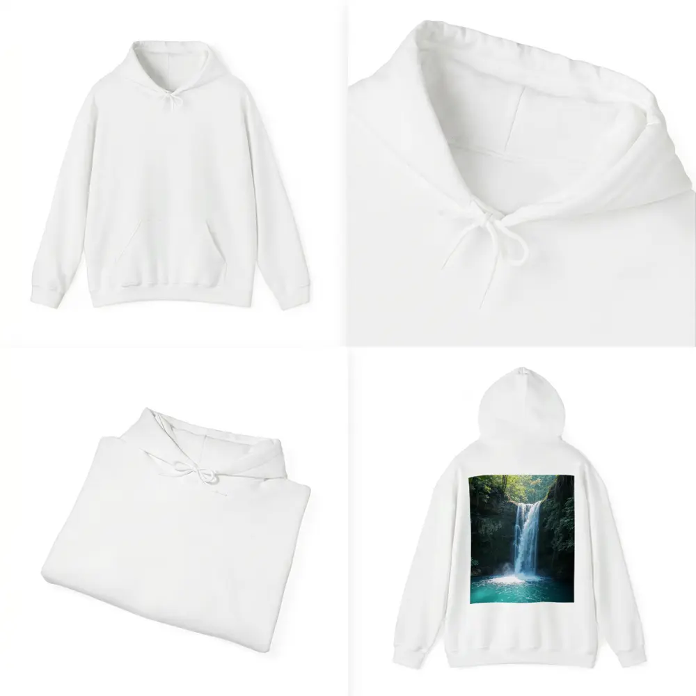 Tropical Waterfall Flowing Into Turquoise Pool – Hoodies