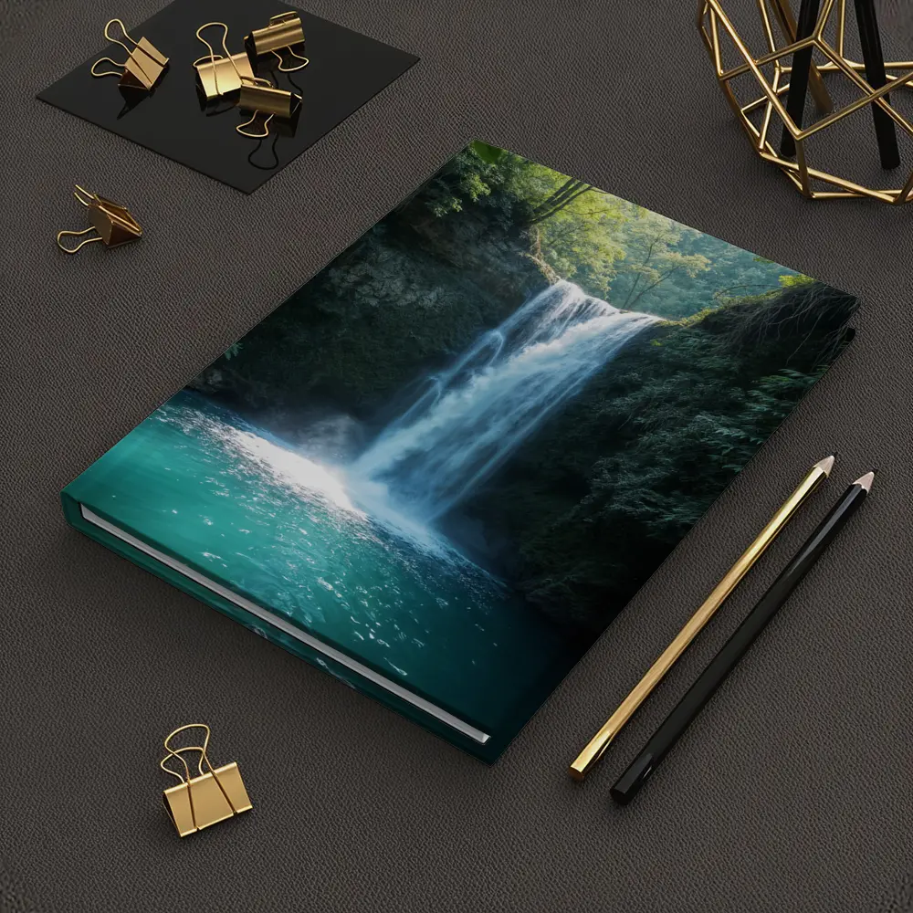 Tropical Waterfall Flowing Into Turquoise Pool – Notebooks